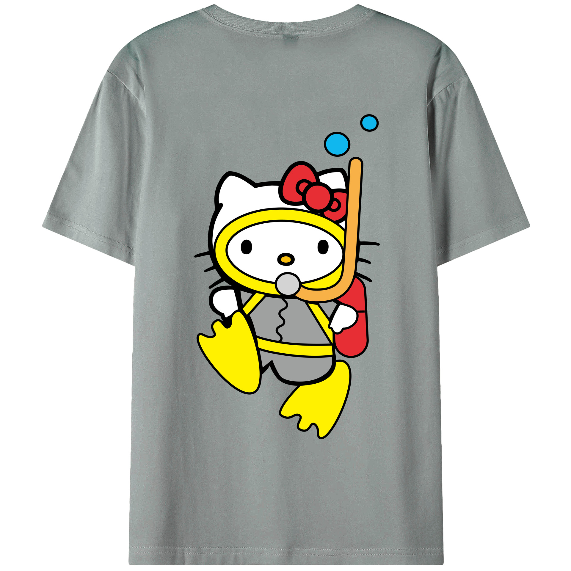 （画像用） Hello Kitty ハローキティ 綿100％ メンズ半袖Tシャツ（バックプリント） 通気性